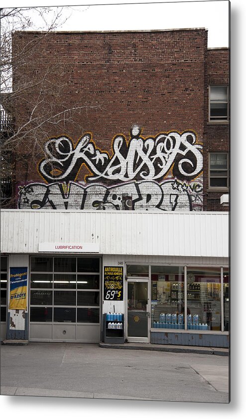 Graffiti Metal Print featuring the photograph NDG gas sop by Kreddible Trout