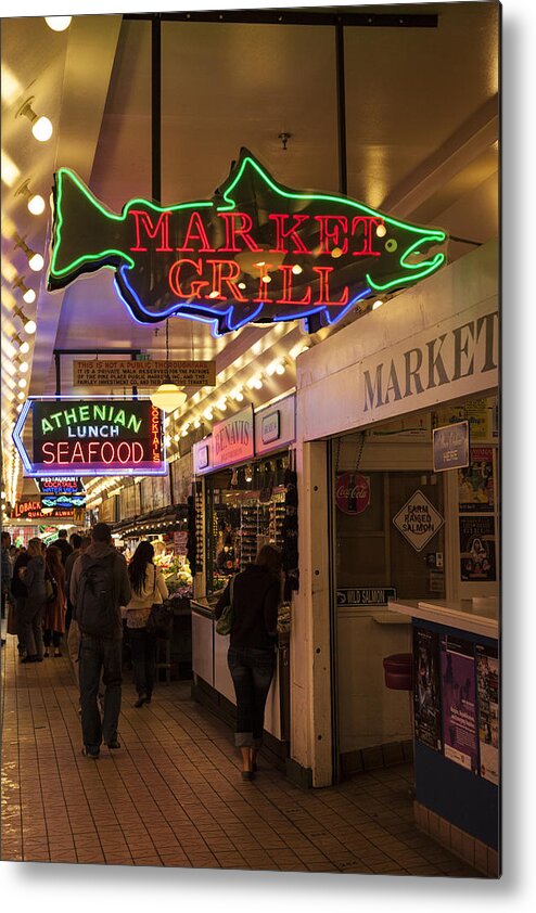 Pike's Market Place Metal Print featuring the photograph Neon Signs by Timothy Johnson
