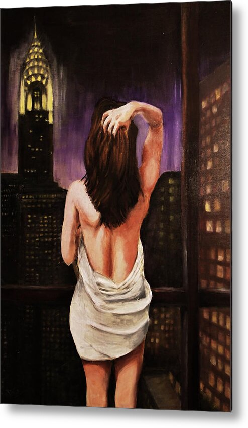 New York Metal Print featuring the painting New York Dream by Dave Griffiths