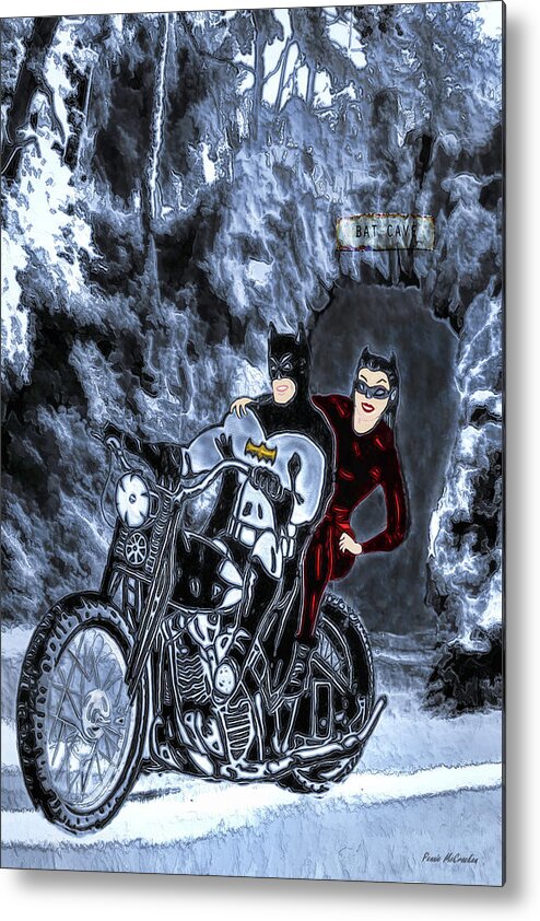 Batman Metal Print featuring the drawing No Catwoman, This Is Not A Date by Pennie McCracken