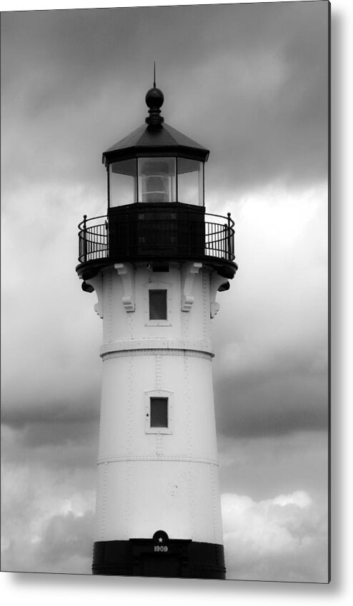 Bonnie Follett Metal Print featuring the photograph North Canal Lighthouse BW by Bonnie Follett