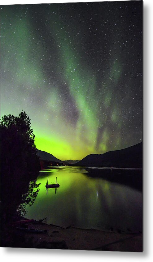 Northern Lights Metal Print featuring the photograph Northern Lights Over Kootenay Lake by Joy McAdams