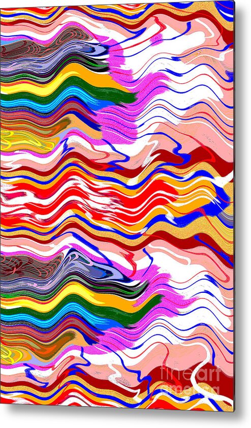  Novinno Metal Print featuring the mixed media NOVINO Colorful Energy Waves Abstract art NavinJoshi buy Posters Greetings Pillows Duvet TOTE bags by Navin Joshi