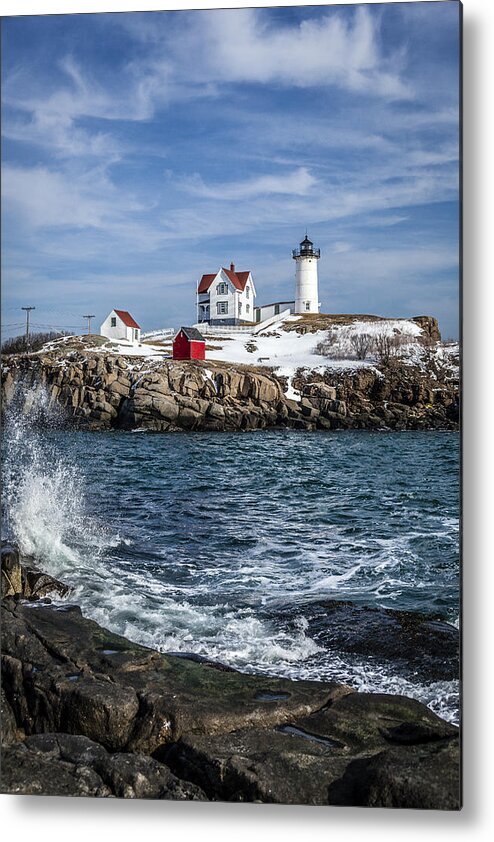 Lighthouse Metal Print featuring the photograph Nubble Lighthouse Winter by Gary Shepard
