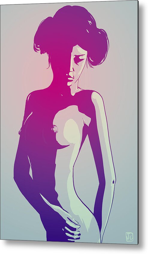 Star Wars Metal Print featuring the drawing Nude Princess Leia by Giuseppe Cristiano