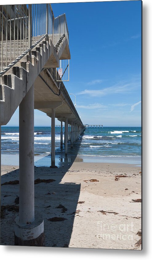 Ocean Metal Print featuring the photograph Ocean Beach Pier Stairs by Ana V Ramirez