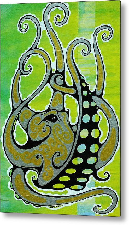 Octopus Metal Print featuring the painting Octopus by John Benko