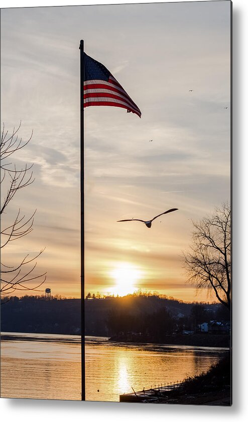 Flag Metal Print featuring the photograph Ohio River Sunset by Holden The Moment