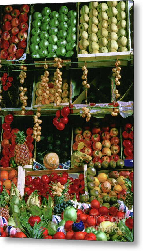 Savory Metal Print featuring the photograph Oil Painted Paris Fruit Display by Tom Wurl