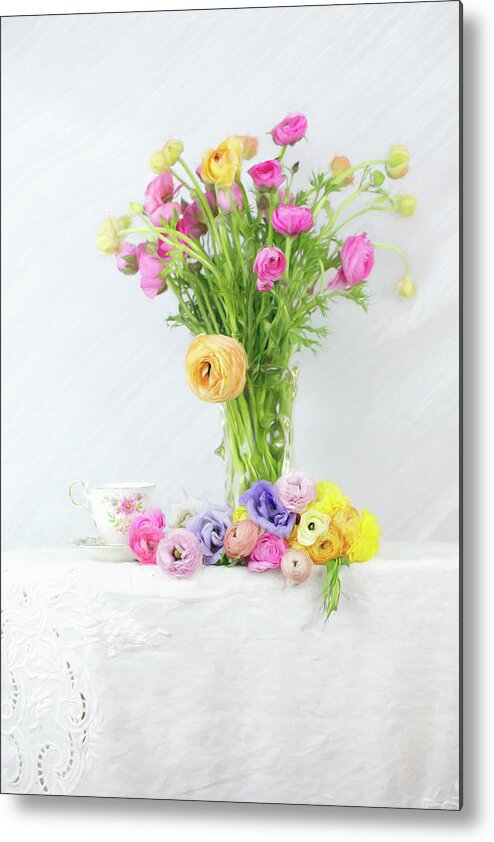 Ranunculus Metal Print featuring the photograph Old and New Ranunculus by Susan Gary