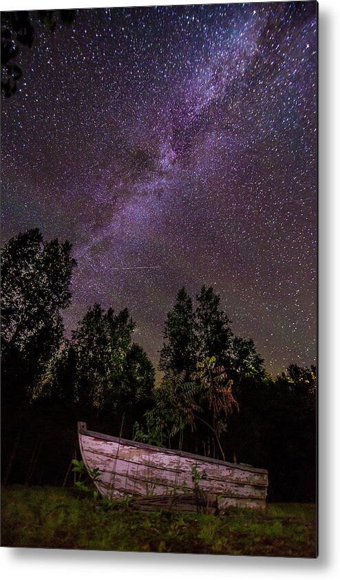 Milky Way Metal Print featuring the photograph Old Boat Under the Stars by Tim Kirchoff