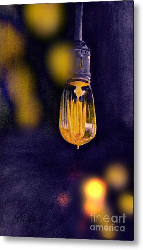 Lights Metal Print featuring the painting One Light by Allison Ashton