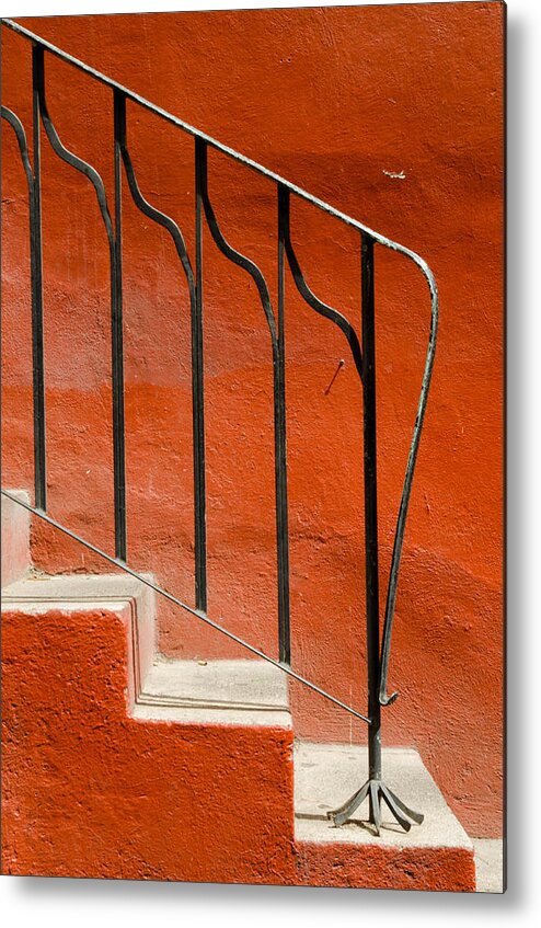 Images Metal Print featuring the photograph Orange wall and steps. by Rob Huntley