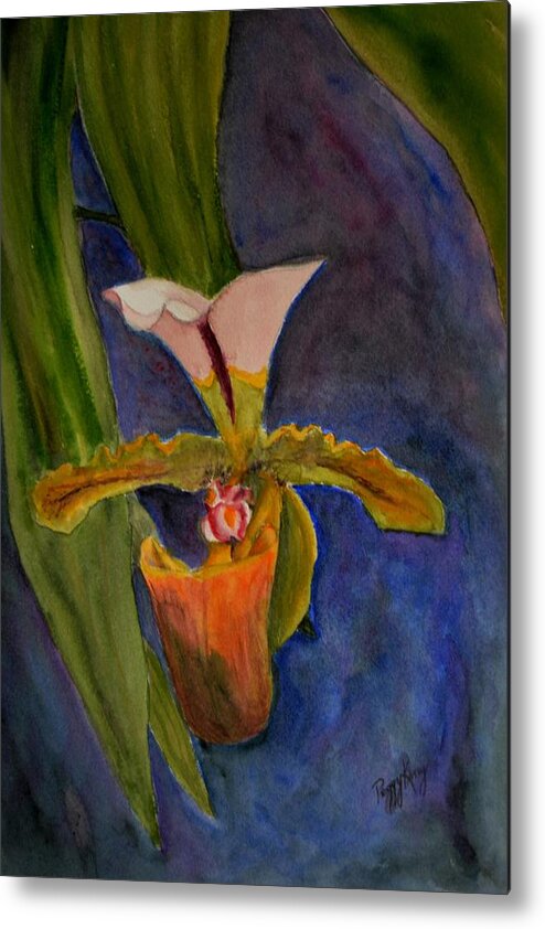Flower Metal Print featuring the painting Orchid by Peggy King