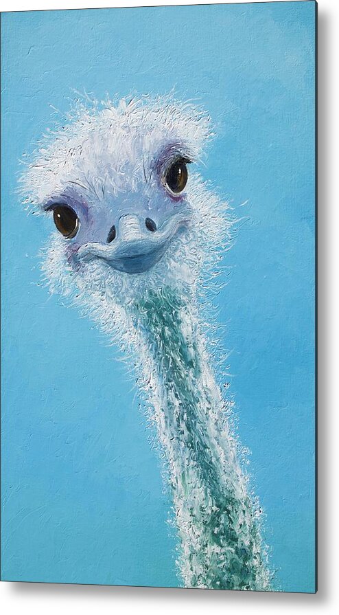 Ostrich Metal Print featuring the painting Ostrich Painting by Jan Matson