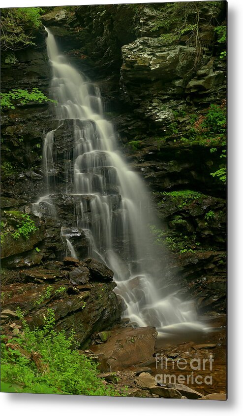 Ozone Falls Metal Print featuring the photograph Ozone Falls At Ricketts Glen by Adam Jewell