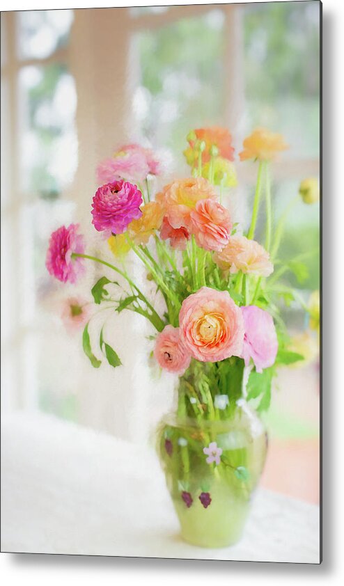 Ranunculus Metal Print featuring the photograph Painterly Spring Morning Floral by Susan Gary