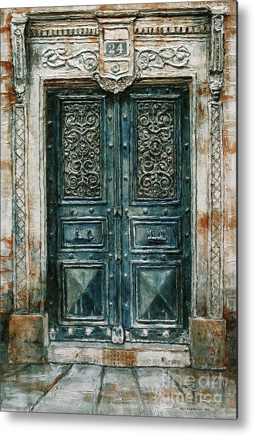 Parisian Door Metal Print featuring the painting Parisian Door No. 24 by Joey Agbayani