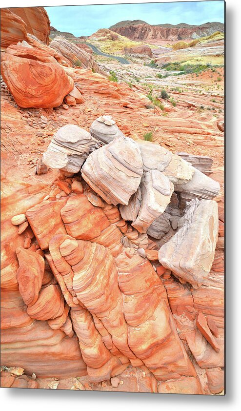 Valley Of Fire State Park Metal Print featuring the photograph Park Road Sandstone in Valley of Fire by Ray Mathis