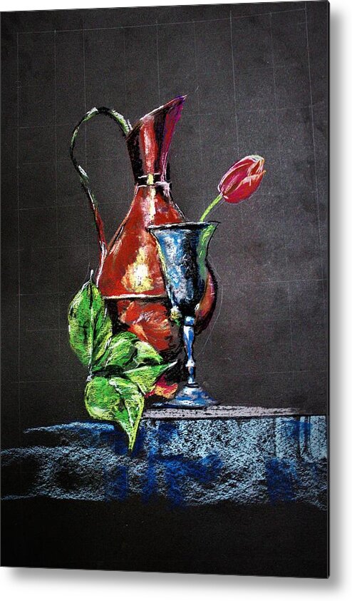 Still Life Metal Print featuring the painting Pastel glow by Khalid Saeed