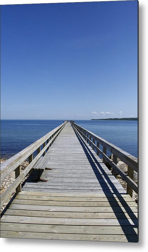 Fishing Pier Metal Print featuring the photograph Pier On Fort Pond Bay Montauk by Christopher J Kirby