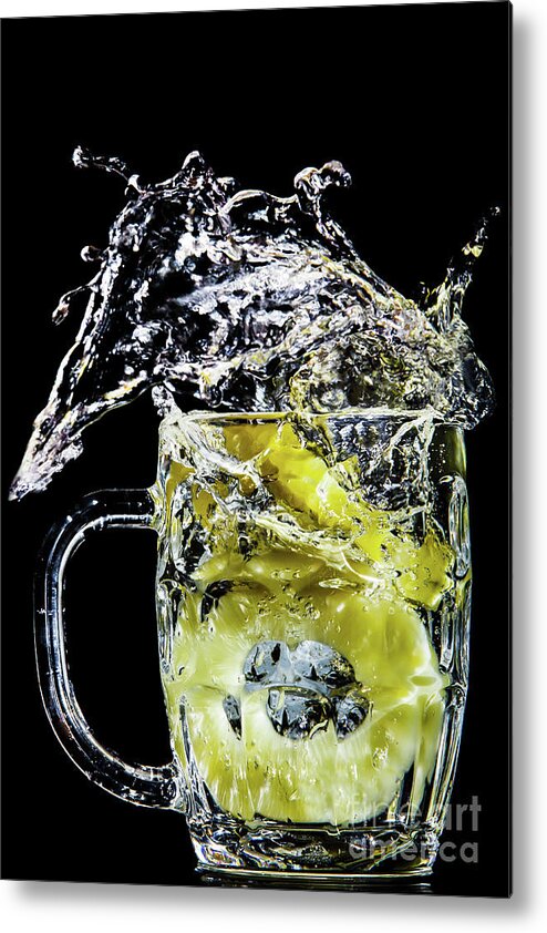 Artistic Metal Print featuring the photograph Pineapple Splash by Ray Shiu