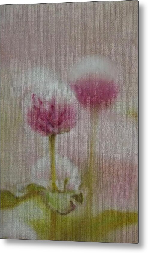 Pink Metal Print featuring the painting Pink Mist by Cara Frafjord