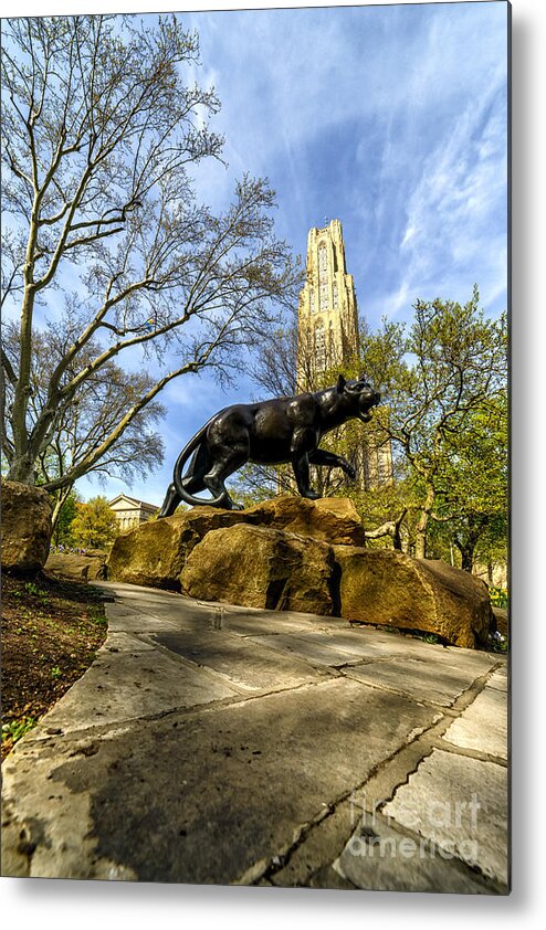Cathedral Of Learning Metal Print featuring the photograph Pitt Panther Cathedral of Learning by Thomas R Fletcher