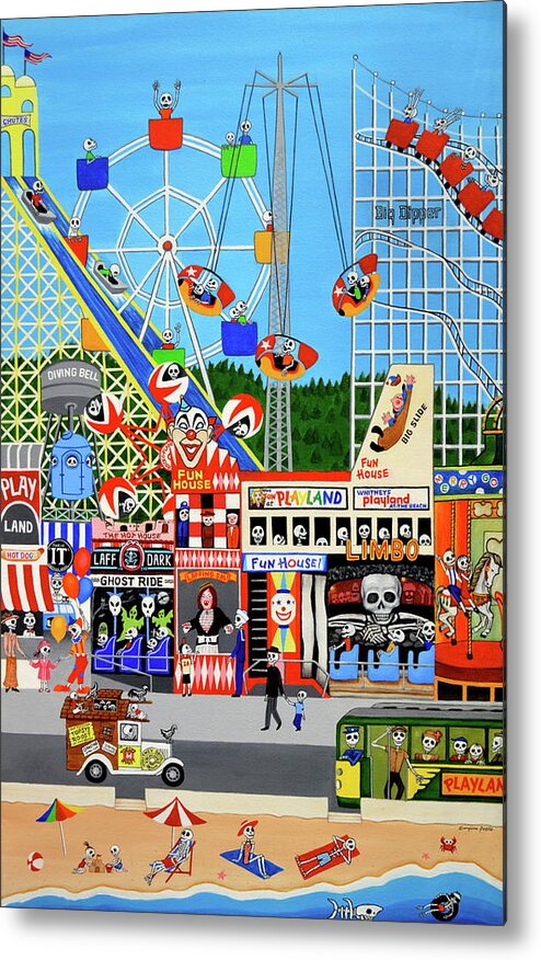 Playland At The Beach Metal Print featuring the painting Playland in the Afterlife by Evangelina Portillo
