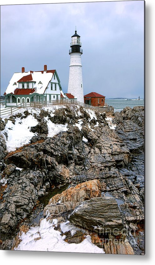 Portland Metal Print featuring the photograph Portland Head Light in Winter by Olivier Le Queinec