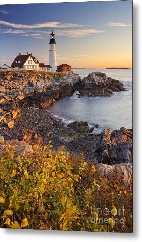 Portland Head Lighthouse Metal Print featuring the photograph Portland Head Lighthouse, Maine, USA at sunrise by Sara Winter