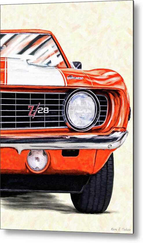 1969 Metal Print featuring the mixed media Portrait Of A Classic - 1969 Camaro by Mark Tisdale