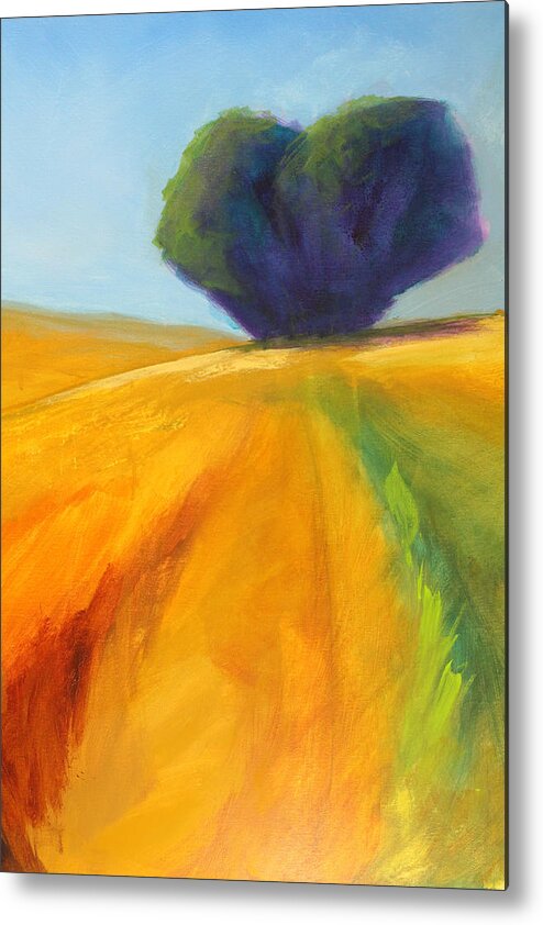 Large Landscape Painting Metal Print featuring the painting Prairie Tree by Nancy Merkle