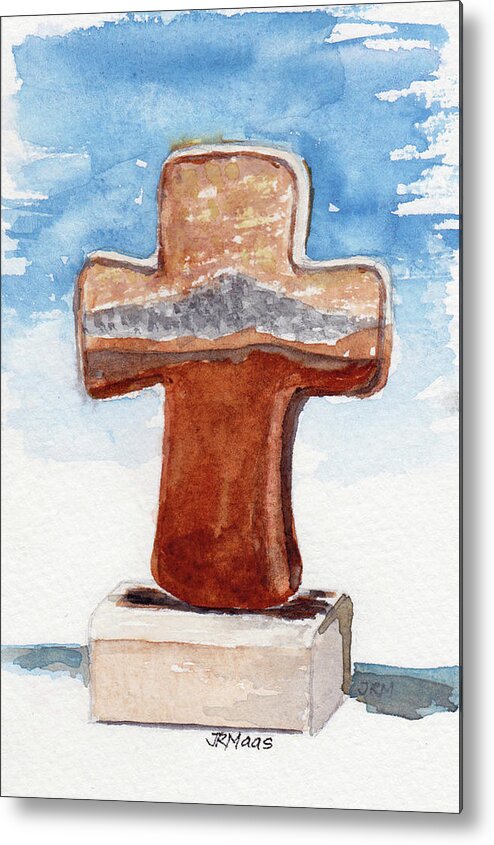 Pottery Metal Print featuring the painting Prayer Cross by Julie Maas