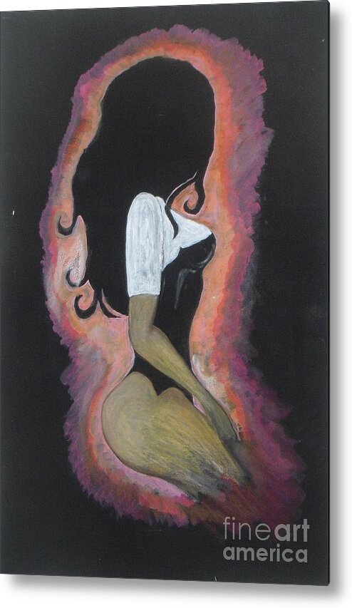 Brunette Metal Print featuring the painting Brunette by Vesna Antic