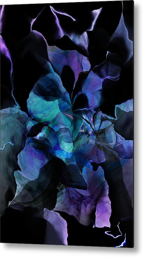 Fine Art Metal Print featuring the digital art Purple in the Night by David Lane