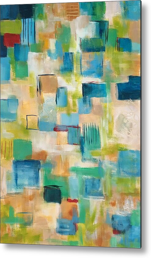 Abstract Painting Metal Print featuring the painting Quilted #2 by Suzzanna Frank