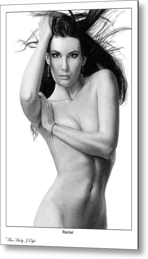 Original Was Done In Charcoal And Is Available Metal Print featuring the drawing Rachel by Joseph Ogle