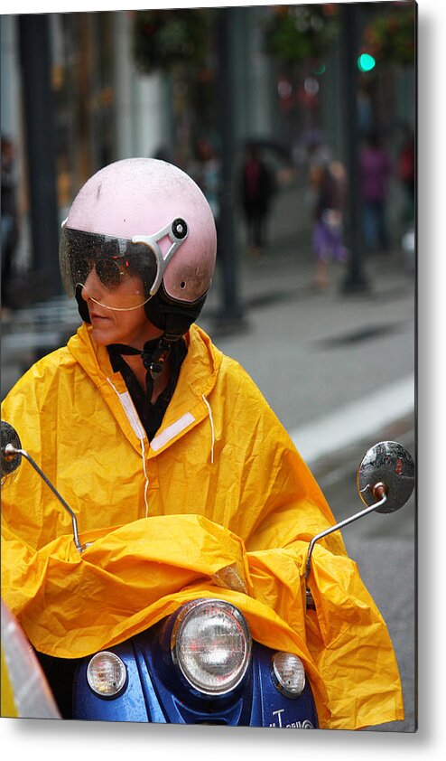 Street Photography Metal Print featuring the photograph Rain rider by J C