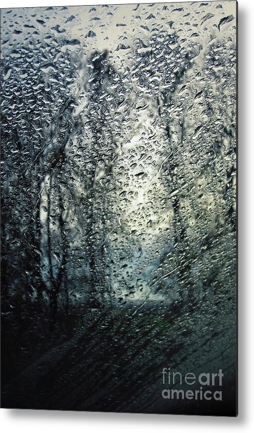 Art Metal Print featuring the photograph Rain - Water droplets on the window by Dimitar Hristov