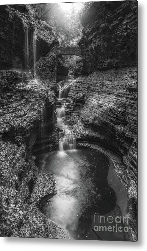 Rainbow Falls Metal Print featuring the photograph Rainbow Falls Black and White by Michael Ver Sprill