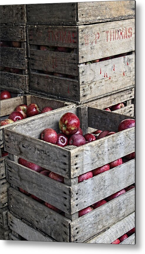 Apples Metal Print featuring the photograph Red Apples in Crates by Amy Jackson