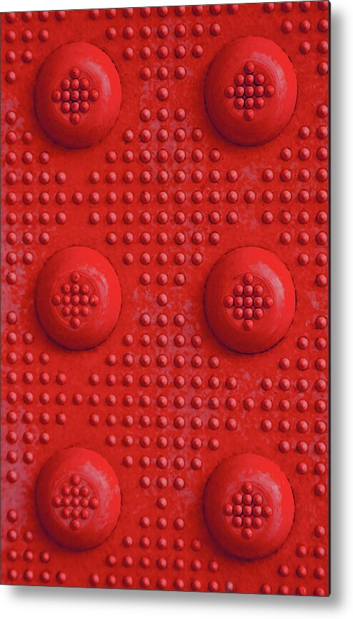 Red Metal Print featuring the photograph Red Dots Industrial Portrait by Tony Grider