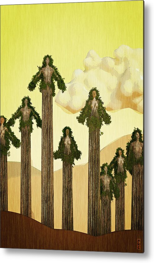 Trees Metal Print featuring the digital art Redwood People by Matthew Lindley