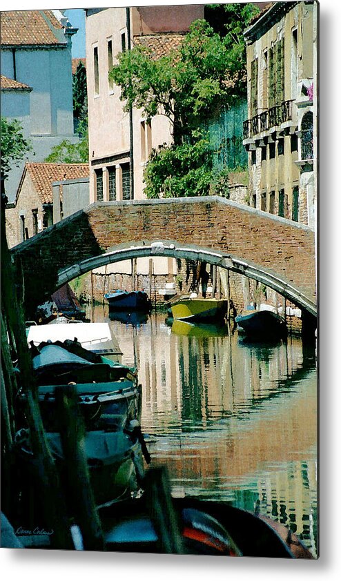 Digital Watercolor Metal Print featuring the digital art Reflection Canal by Donna Corless