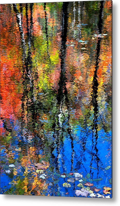 Reflection Metal Print featuring the photograph Reflection Of Blue Sky And Autumn Maples by Christina Rollo