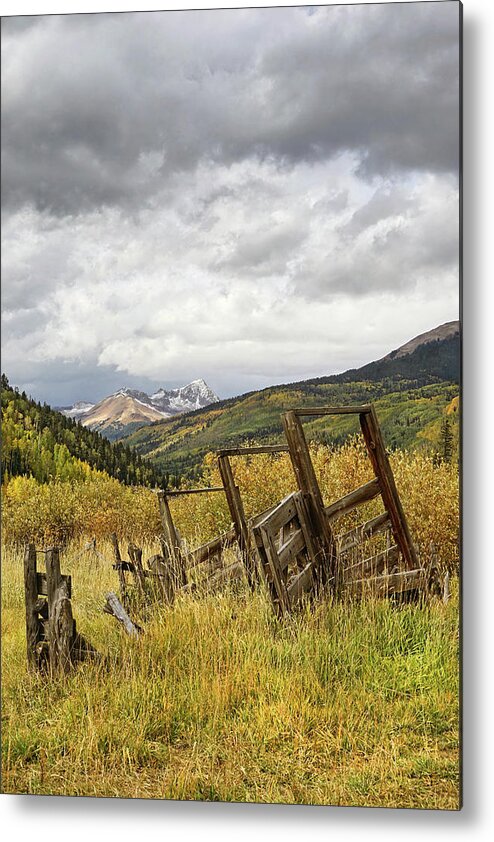 Wooden Corral Remnants Metal Print featuring the photograph Remains of a Corral by Theo O'Connor