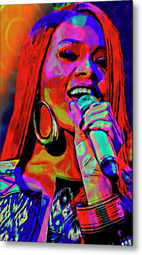 Portrait Metal Print featuring the painting Rihanna by Fli Art