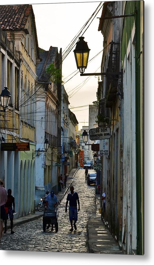 Alley Metal Print featuring the photograph Alley at Dusk - Bahia, Brazil by Carlos Alkmin