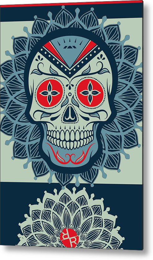 Skull Metal Print featuring the painting Rubino Rise Skull Reb Blue by Tony Rubino